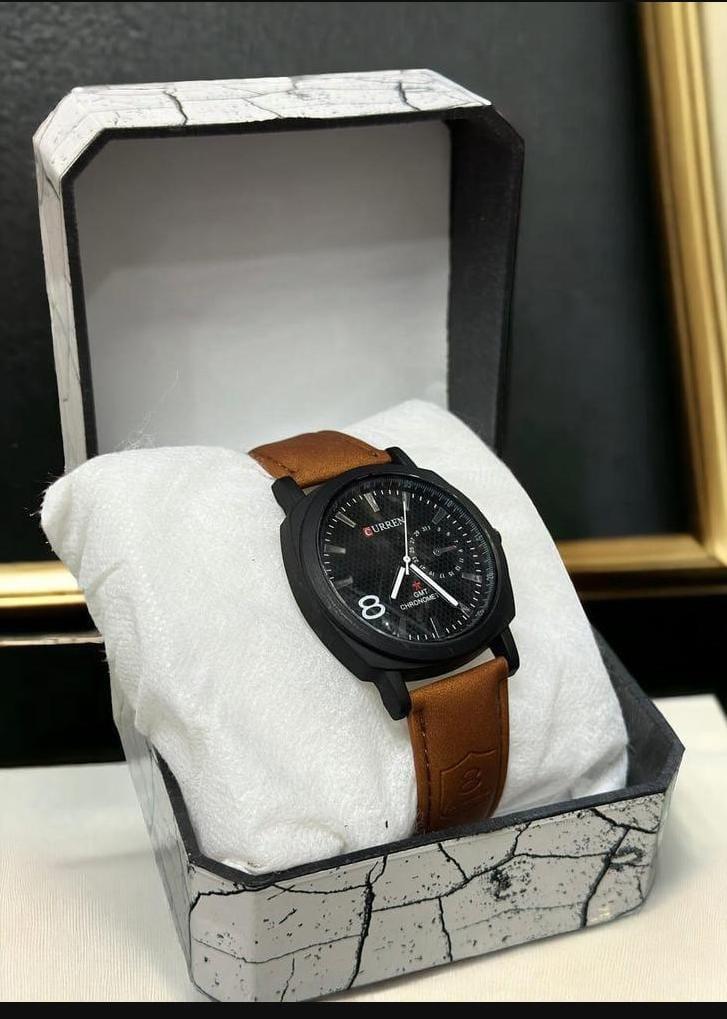 Men's Quartz Analog Watch leather strap