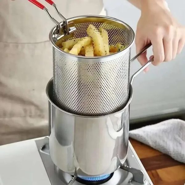 Basket Deep Fryer Pot For Baking Frying Boiling Home Kitchen