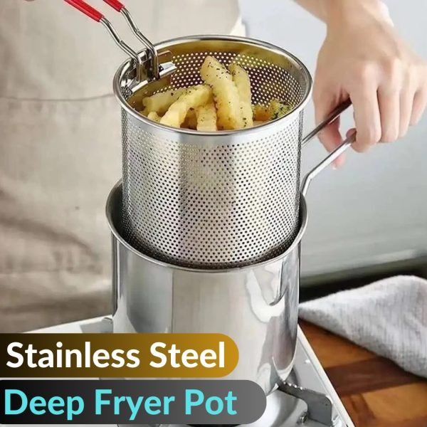 Basket Deep Fryer Pot For Baking Frying Boiling Home Kitchen