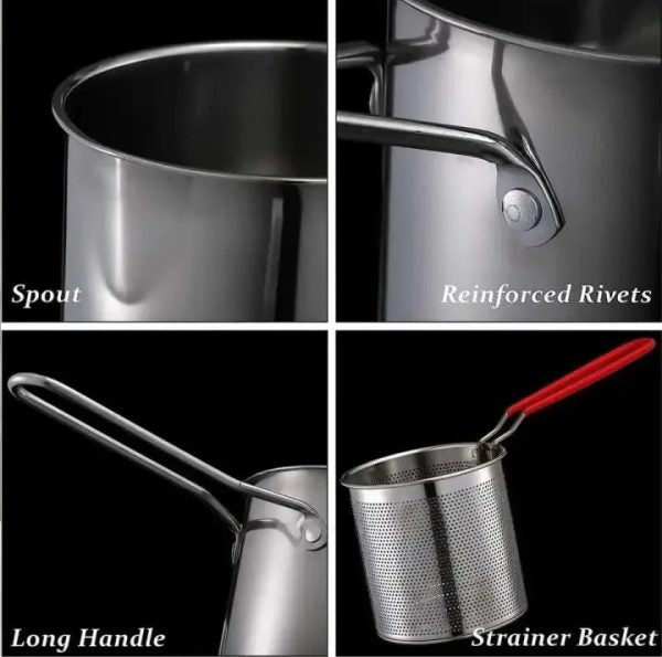 Basket Deep Fryer Pot For Baking Frying Boiling Home Kitchen