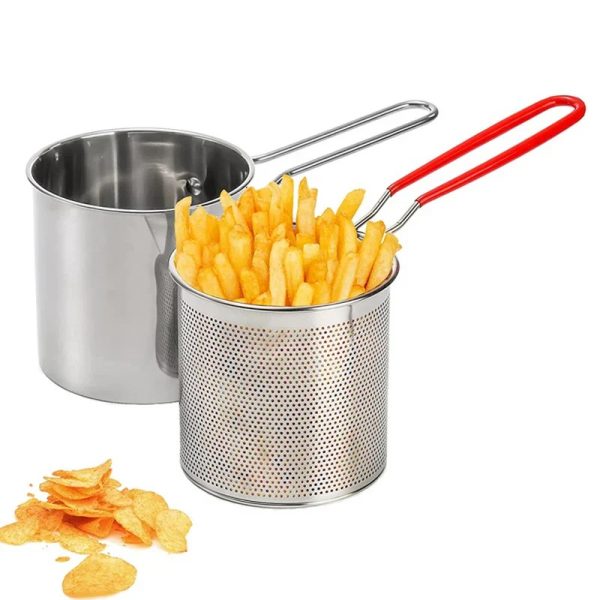 Basket Deep Fryer Pot For Baking Frying Boiling Home Kitchen