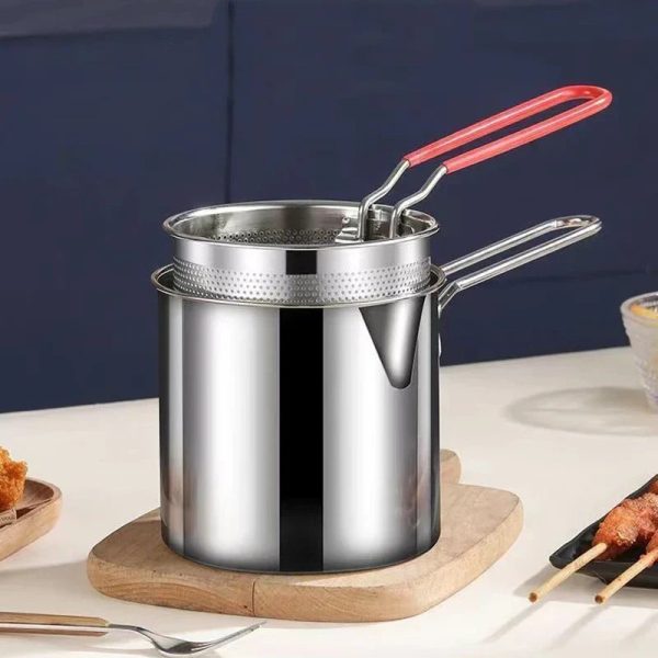 Basket Deep Fryer Pot For Baking Frying Boiling Home Kitchen