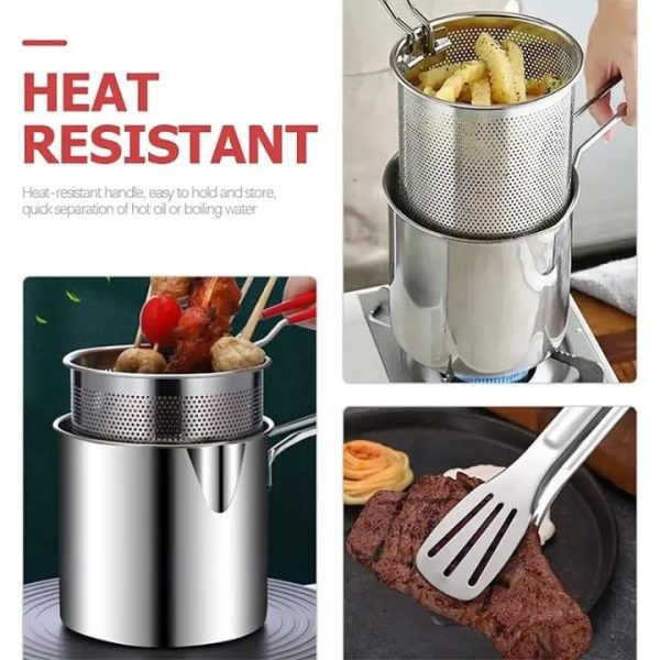 Basket Deep Fryer Pot For Baking Frying Boiling Home Kitchen