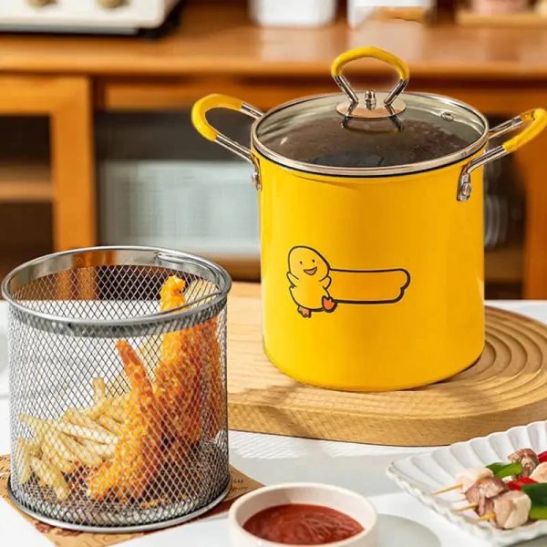 Basket Deep Fryer Pot For Baking Frying Boiling Home Kitchen